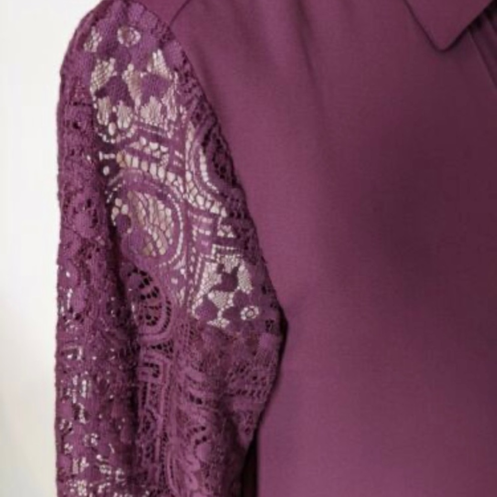 Loft Maroon Button Down Blouse, S - image 7